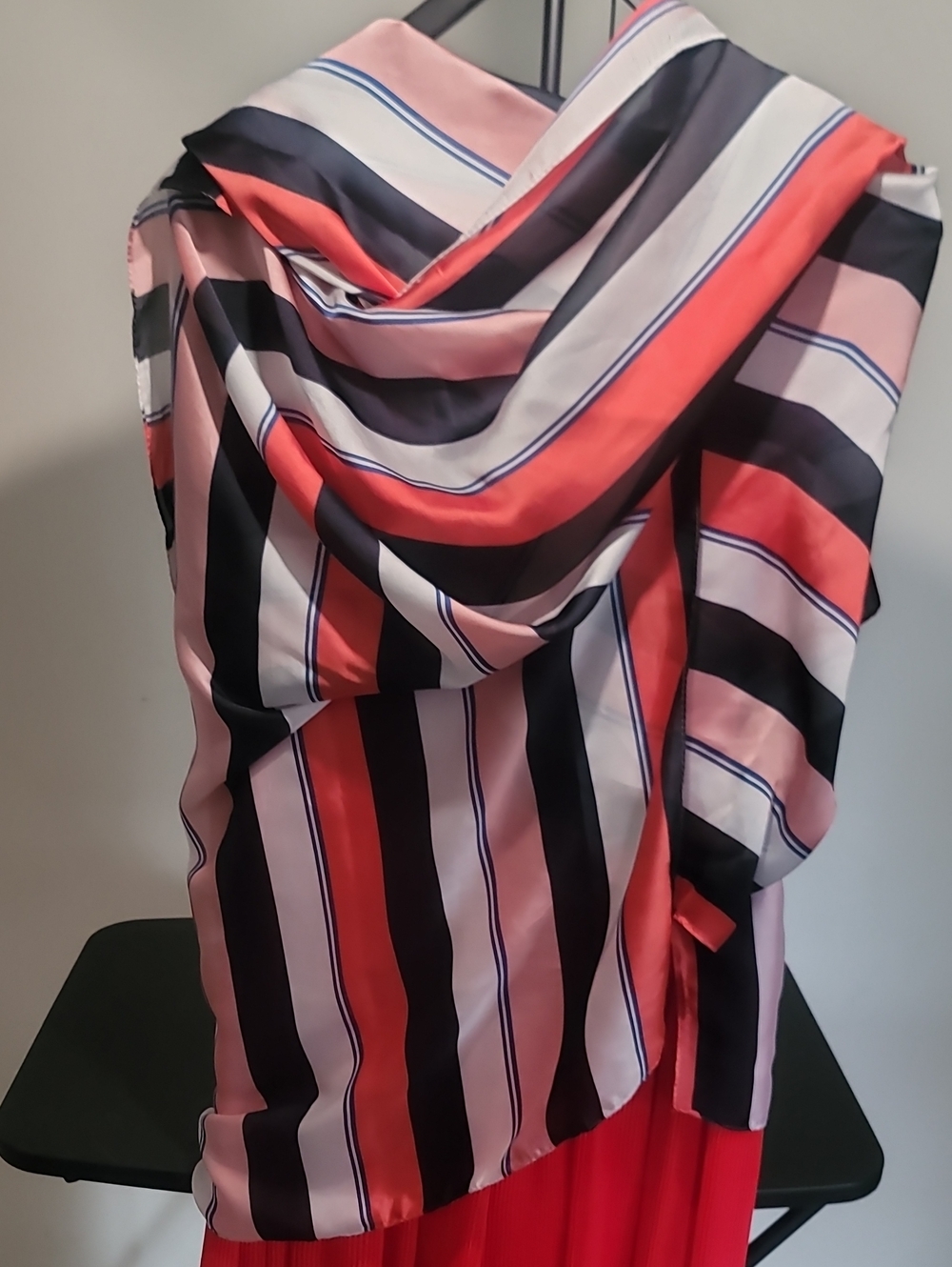 Lane Bryant Coral Pink Black Striped Wrap